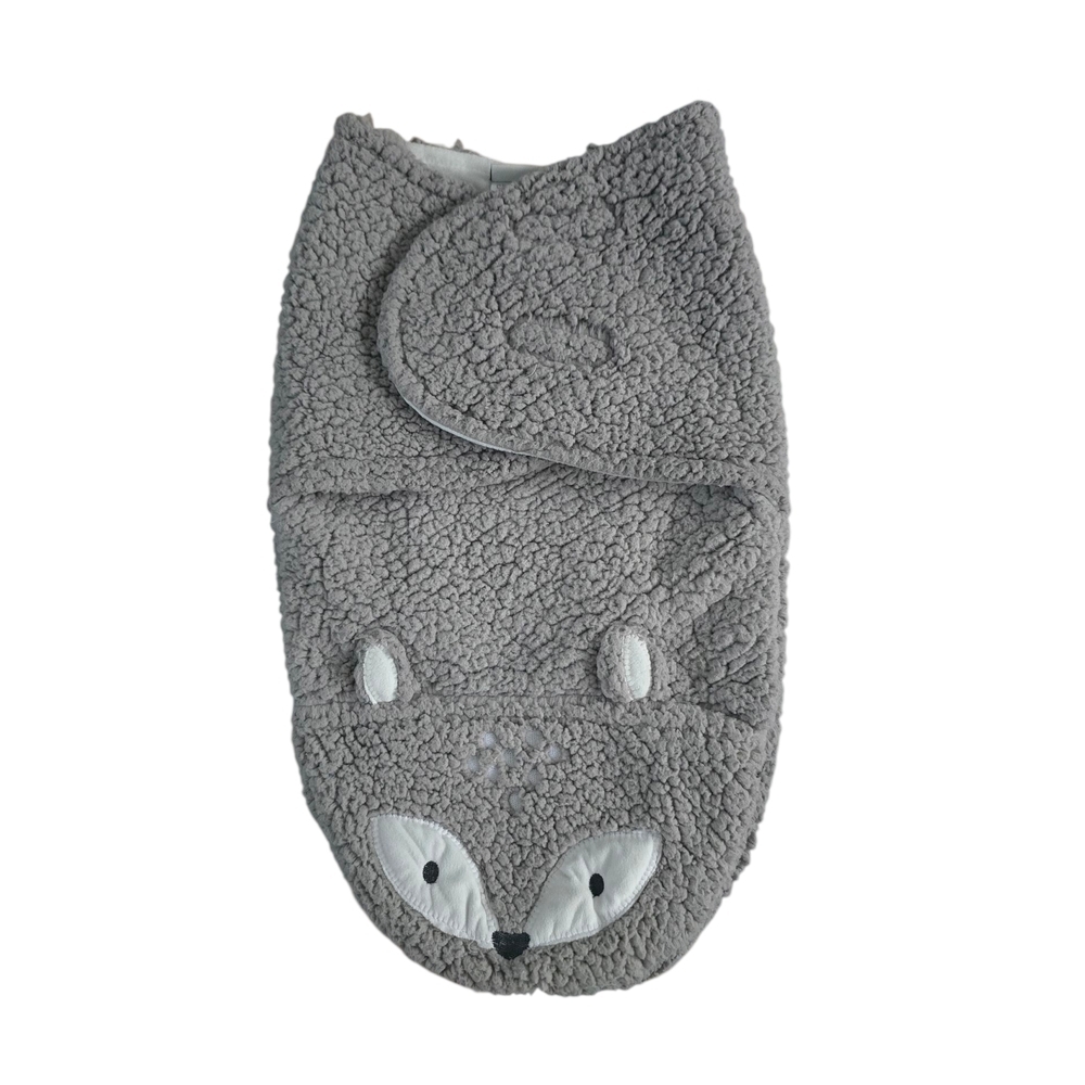 Chick Pea Gray Baby Swaddle Blanket with Fox Design Size 0-3 Months Cozy Plush